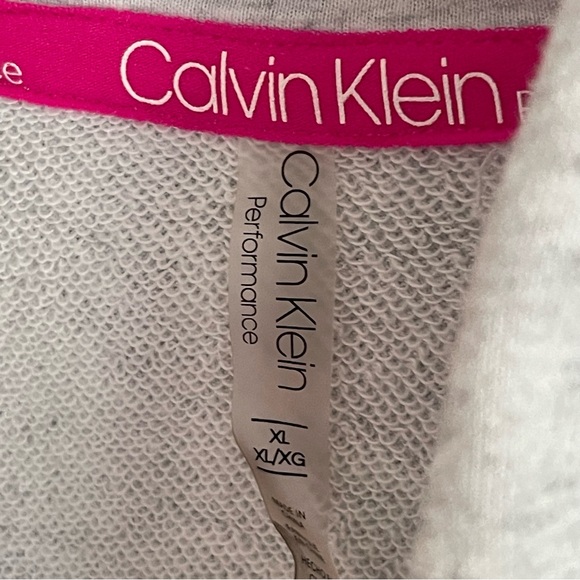 Calvin Klein Performance Light Heather Gray Hoodie with Pink Ombré Logo - Picture 3 of 5